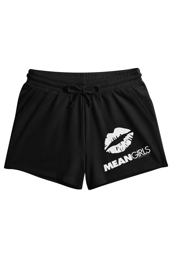 Mean Girls Lipstick Logo Women's Black Lounge Shorts  - XS