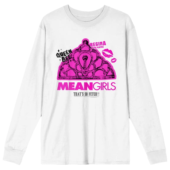 Mean Girls Queen Bee Crown Art Crew Neck Long Sleeve White Adult Tee
-XXL