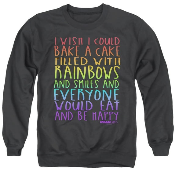 Mean Girls Rainbows And Cake Adult Crewneck Sweatshirt Black