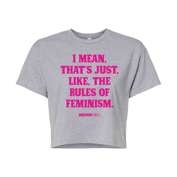 Mean Girls - Rules Of Feminism - Juniors Cropped Cotton Blend T-Shirt