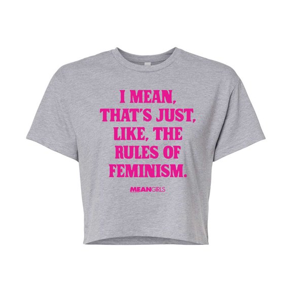 Mean Girls - Rules Of Feminism - Juniors Cropped Cotton Blend T-Shirt