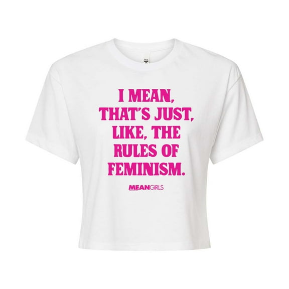 Mean Girls - Rules Of Feminism - Juniors Cropped Cotton Blend T-Shirt