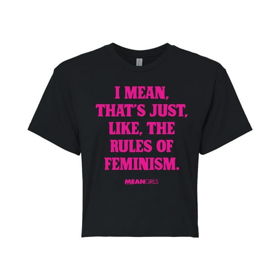 Mean Girls - Rules Of Feminism - Juniors Cropped Cotton Blend T-Shirt