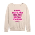 thumbnail image 1 of Mean Girls - Rules Of Feminism Lightweight French Terry Wide Neck Long Sleeve Graphic Shirt, 1 of 5
