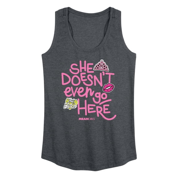 Mean Girls - She Doesn't Even Go Here Graphic Racerback Tank