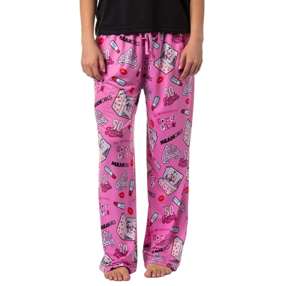 Mean Girls Movie Women's Burn Book So Fetch On Wednesdays We Wear Pink Quotes Sleep Lounge Pajama Pants