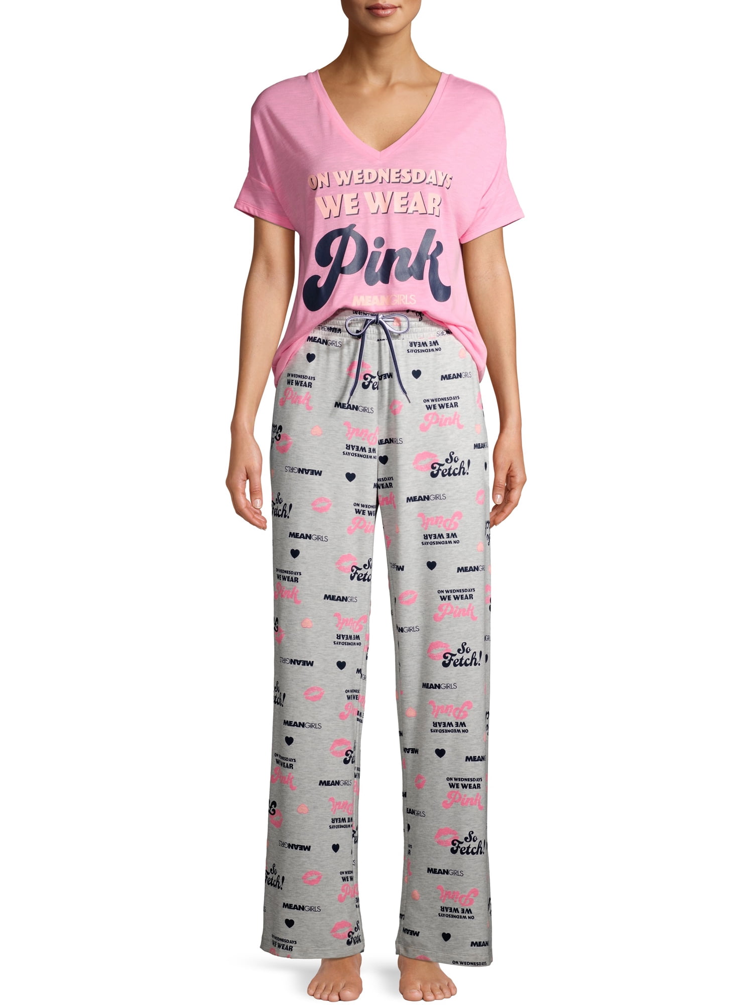 Mean Girls Women's and Women's Plus Short Sleeve Top and Pants Sleep Set