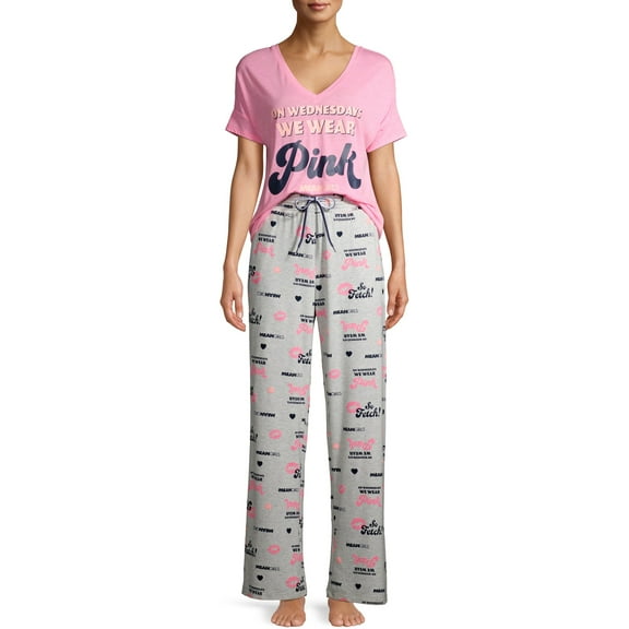 Mean Girls Women's and Women's Plus Short Sleeve Top and Pants Sleep Set