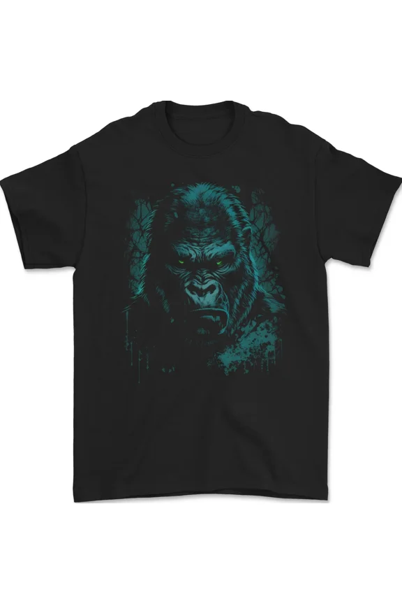 Mean Gorilla Dark Style Ape Monkey Jungle Art Graphic Cotton Top Unisex T-Shirt, up to size 5XL