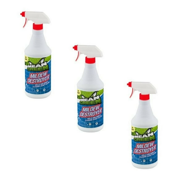 Mean Green Mildew Destroyer with Bleach - Hard Surface Cleaner - 3 Pack, 32.0 fl oz