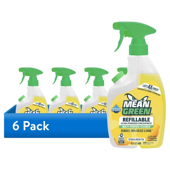 (6 pack) Mean Green Citrus & Green Tea Refillable Multi-Purpose Cleaner, 28.6 fl oz