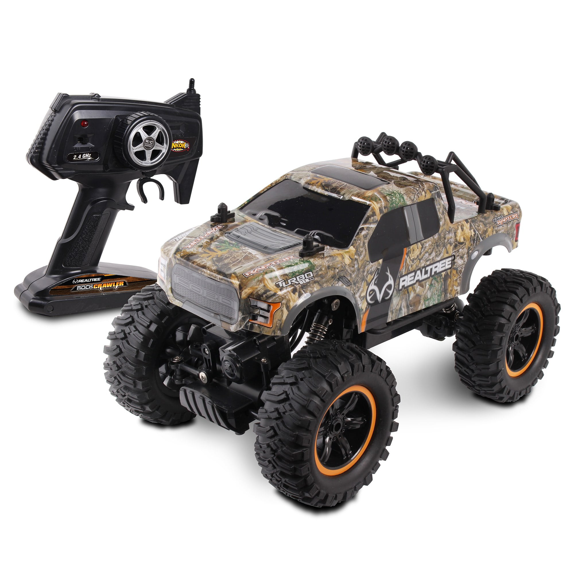 Mean Machines: RC RealTree Rock Crawler Ford F-150 Raptor - NKOK 1:14 Scale  Ready To Run Radio Control w/ USB Charger