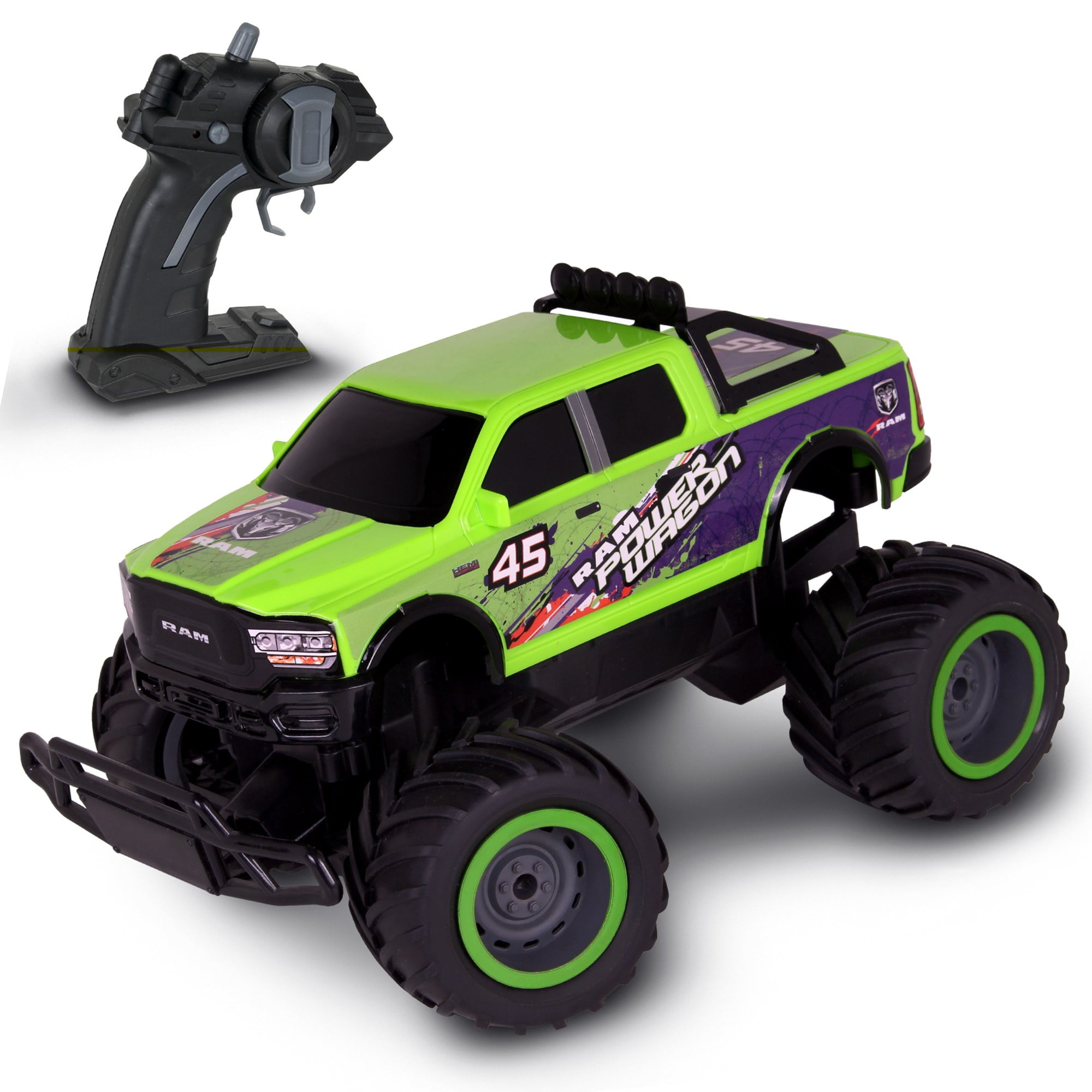 Mean Machines: RTR RC - Ram 2500 Power Wagon - Green - 2.4 Ghz High Performance, Donuts \u0026 Wheelies, Turbo Boost, Ready-To-Run Radio Controlled Vehicle