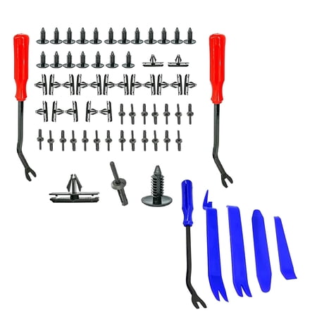 Mean Mug Auto 120 Pcs Blind Rivets Rocker Molding, Fender Flare Clips, Bumper Shield Retainer Kit & 2x Fastener Remover with 5 Pcs Tools Kit Replaces Chrysler Jeep Ford 6506007AA 68039280-AA 6030441