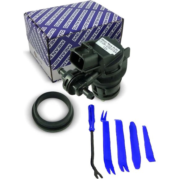 Mean Mug Auto 16212-201620B Windshield Washer Pump w/Grommet with 5Pcs Auto Trim Removals Set - Compatible with Honda, Lexus, Mazda, Toyota - Replaces OEM #: BBP167482