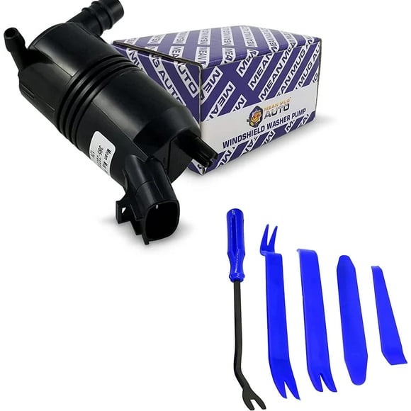 Mean Mug Auto 16212-31611A Windshield Washer Pump With 5Pcs Auto Trim Removals Set - Compatible with Chevrolet, Toyota, Lexus & More - Replaces OEM #: 22156171, 85330-06030, 22138719