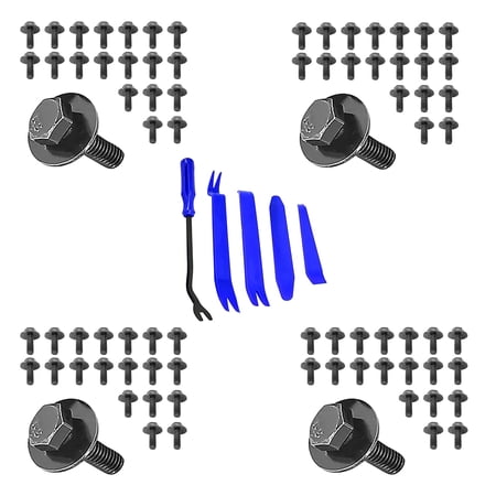 Mean Mug Auto 19212-71920B 80 Pcs M6-1.0 X 20mm Hex Head Sems Body Bolt Screws and 17mm Washer O.D. With 5 Pcs Auto Trim Removal Tools Kit Replaces OEM GM 11504570