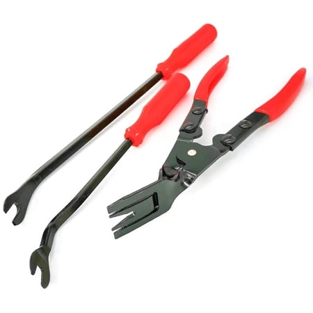 Mean Mug Auto 21149-201515B 3 PCS Universal Clip Pliers and Fastener Removal Tool Set - Car upholstery Repair Kit For Door Panel Dashboard Clip Removal and interior DIY