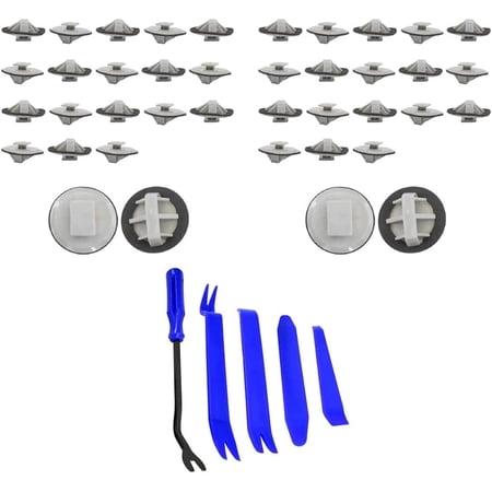 Mean Mug Auto 3212-131820A 40x Side Skirt Rocker Molding Retainer Clips With 5 Pcs Auto Trim Removal Tool Kit - Compatible with Mazda - Replaces OEM #: BP4L51SJ3