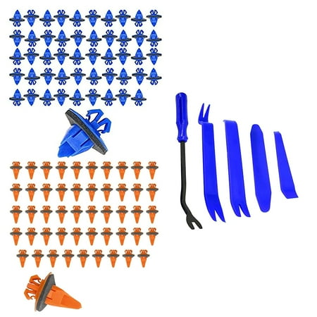 Mean Mug Auto 3212-201511A 100x Fender Flare Rocker Molding Retainer Clips Kit with 5 Pcs Auto Trim Removal Tool Set - Compatible with Toyota - Replaces OEM #: 75495-35010, 75397-35010