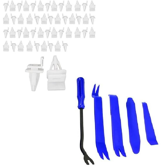 Mean Mug Auto 3212-81820A 50x Rocker Panel Molding Fastener Retainer Clips With 5 Pcs Auto Trim Removal Tool Kit - Compatible with Honda, Acura - Replaces OEM #: 91513-SM4-000