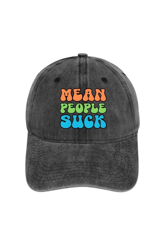 Mean People Suck Charcoal Baseball Cap for Men Women, Adjustable Snapback Hats Cotton Hat
