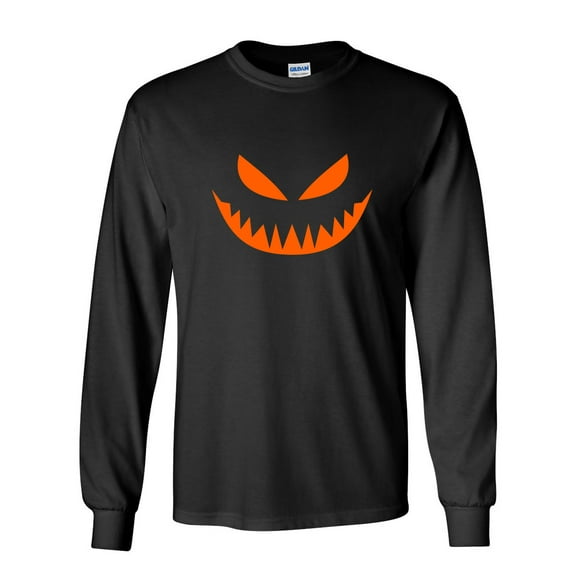 Mean Pumpkin Emoticon Sarcastic Novelty Gift Idea Adult Humor Funny Men's Long Sleeve Shirts