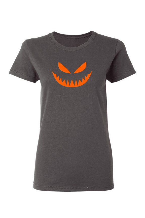 Mean Pumpkin Emoticon Sarcastic Novelty Gift Idea Adult Humor Funny Women's Casual Tees