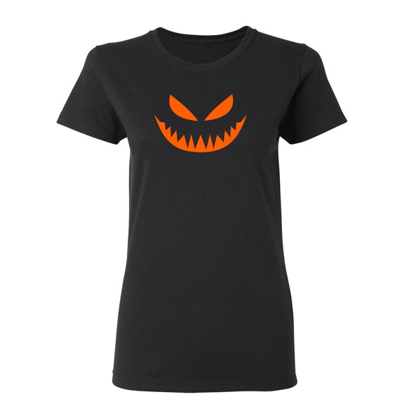 Mean Pumpkin Emoticon Sarcastic Novelty Gift Idea Adult Humor Funny Women's Casual Tees