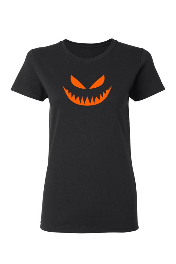 Mean Pumpkin Emoticon Sarcastic Novelty Gift Idea Adult Humor Funny Women's Casual Tees