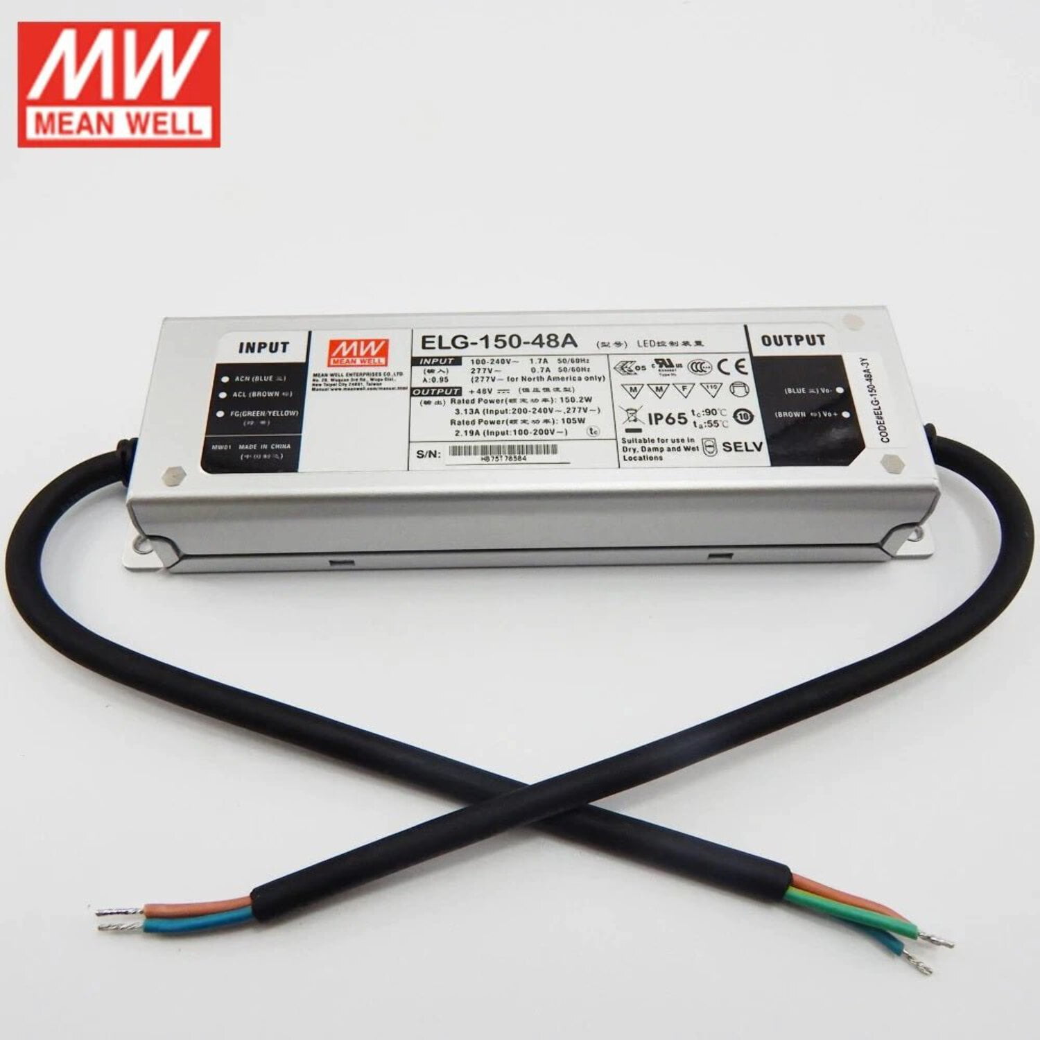 Mean Well ELG-150-48D2 AC-DC Single output LED Driver Mix Mode (CV+CC ...