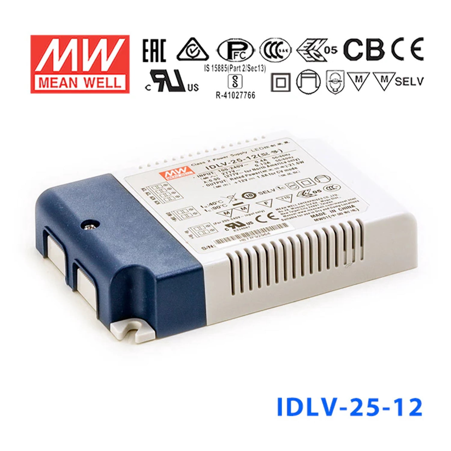 Alimentation Mean Well GST25A12-P1J - 25W, Sortie 12V DC, Entrée 100-240V AC, Neuf - Pour Appareils électroniques