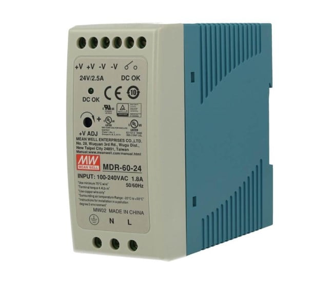 Mean Well Replacement MDR-60-24 AC/DC DIN-Rail Power Supply 24 Volt 2.5 A