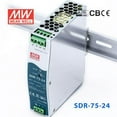 thumbnail image 1 of Mean Well SDR-75-24 Single Output Industrial Power Supply 75W 24V - DIN Rail, 1 of 5