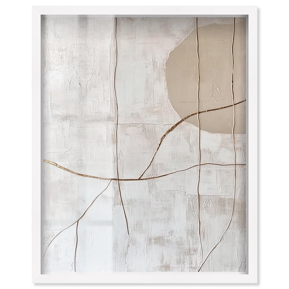 Meandering Grace II Shadowbox Print Minimalist Decor by Art Remedy, White Frame, 36 x 45