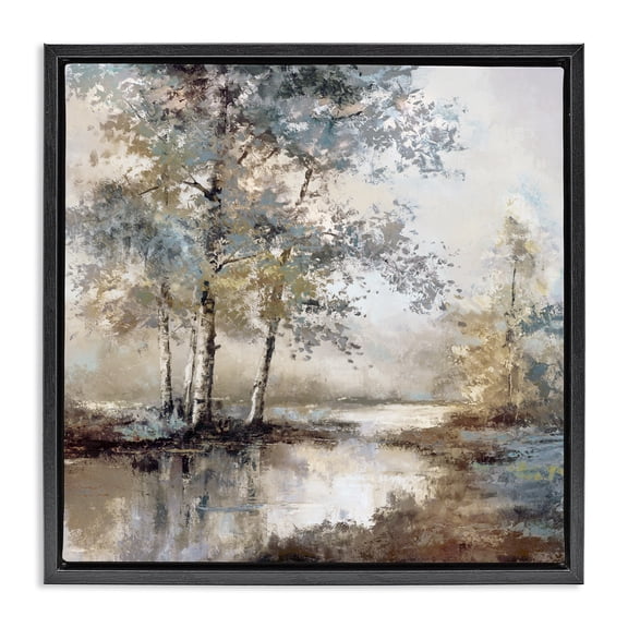 Stupell Industries Meandering River Landscape Black Framed Floater Canvas Wall Art, design by T.C. Chiu, 25 x 25