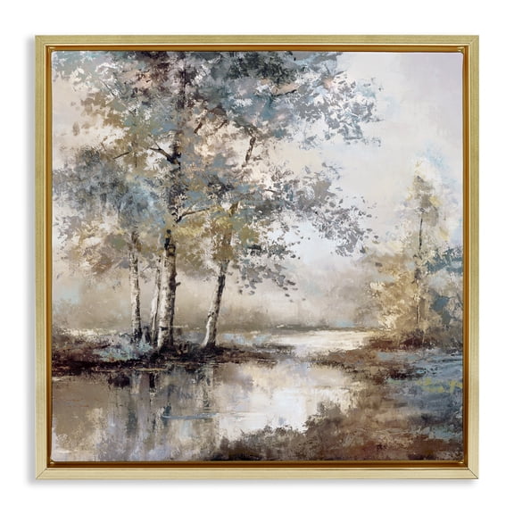 Stupell Industries Meandering River Landscape Gold Framed Floater Canvas Wall Art, design by T.C. Chiu, 25 x 25
