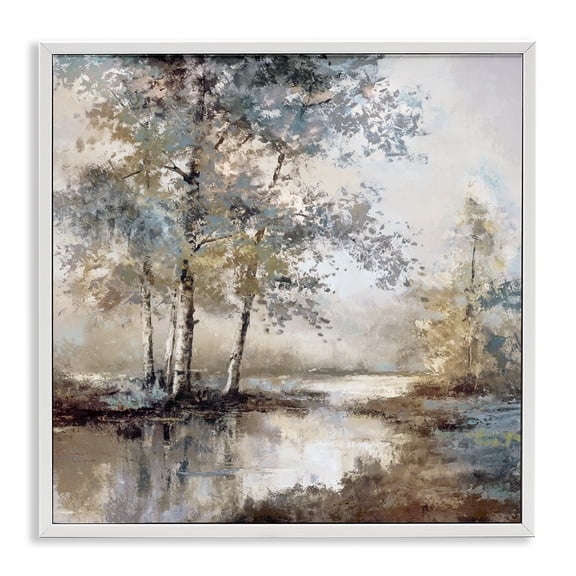 Stupell Industries Meandering River Landscape White Framed Giclee Art, design by T.C. Chiu, 12 x 12