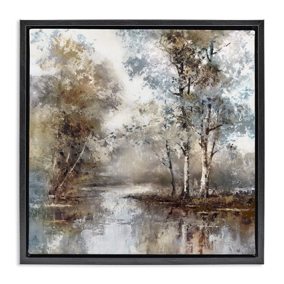 Stupell Industries Meandering River Scene Black Framed Floater Canvas Wall Art, design by T.C. Chiu, 18 x 18