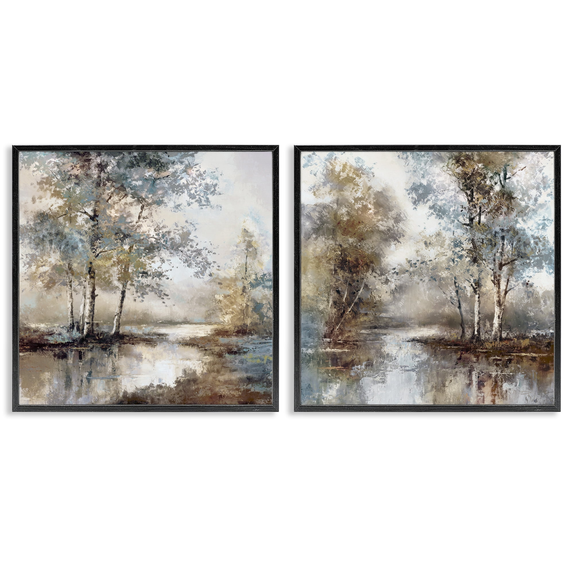 Stupell Industries Meandering River Tree Scene 2 Piece Black Framed ...