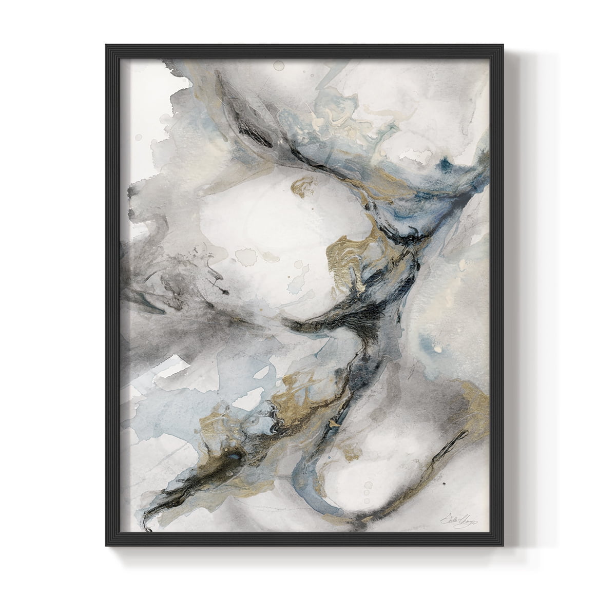 Meandering in Black Solid Wood 22 x 28 Framed Print