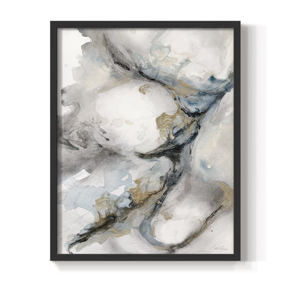 Meandering in Black Solid Wood 22 x 28 Framed Print