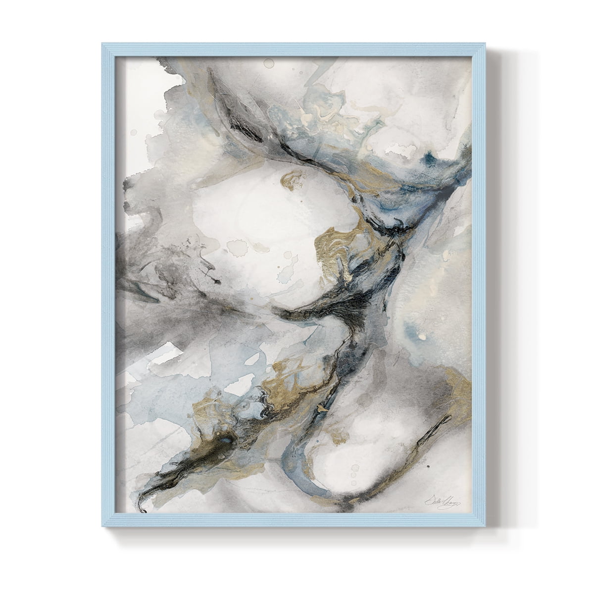 Meandering in Blue Solid Wood 11 x 14 Framed Print