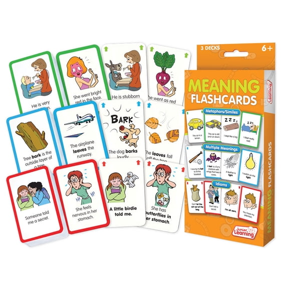 Meaning Flashcards Junior Learning for Ages 6-9+, Grade 1 to Grade 5 Learning, Langauge Arts Learn Metaphors/Similes, Meanings, Idioms, Perfect for Home School, Educational Resources