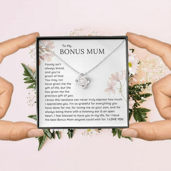 Meaningful Bonus Mum Gift - Dna Isn'T Family - Wedding Second Mum Present, Birthday Gift Mothers Day Necklace For Foster Mum Lk, Mother's day Gift Necklace With Meaningful Message Card Inside & Box