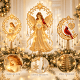 thumbnail image 1 of Meaningful Christmas Tree Topper Collection, Glowing Angel and Cardinal Christmas Tree Topper with Spiral Base, Memorial Holiday Tree Accent with Crystal Drops, Indoor Christmas Decor, 1 of 6