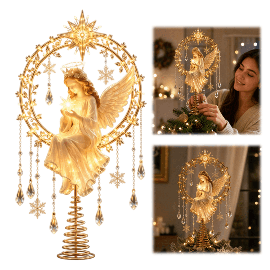 Meaningful Christmas tree toppers angels,Decorative Angel Tree Top, Charming Holiday Accent for Home Gathering, Reliable Fit to Complete Your Xmas Display