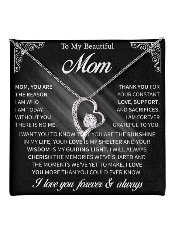 Meaningful To My Loving Mom Forever Love Necklace, Jewelry From Son Or Thoughtful Birthday Surprise, Cherished Keepsake, Special Mother’S Day Jewelry Keepsake Box #1933, White Forever Love Necklace