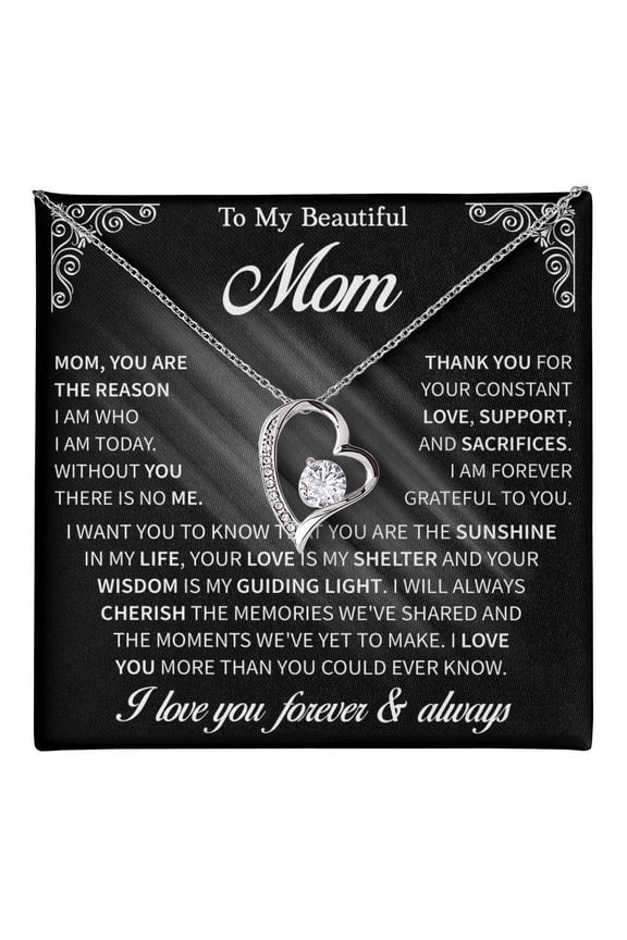 Meaningful To My Loving Mom Forever Love Necklace, Jewelry From Son Or Thoughtful Birthday Surprise, Cherished Keepsake, Special Mother’S Day Jewelry Keepsake Box #1933, White Forever Love Necklace