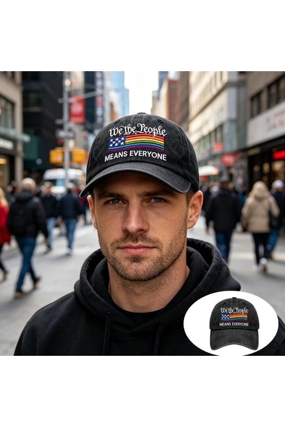 Means Everyone Pride Month Baseball Cap Adjustable Cotton Embroidered Message Hat For Equality Solidarity Statement Unisex Casual Sun Protection Everyday Wear Festival Gift Perfect